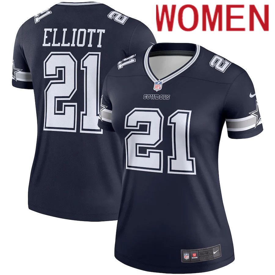 Women Dallas Cowboys 21 Ezekiel Elliott Nike Navy Legend Player NFL Jersey